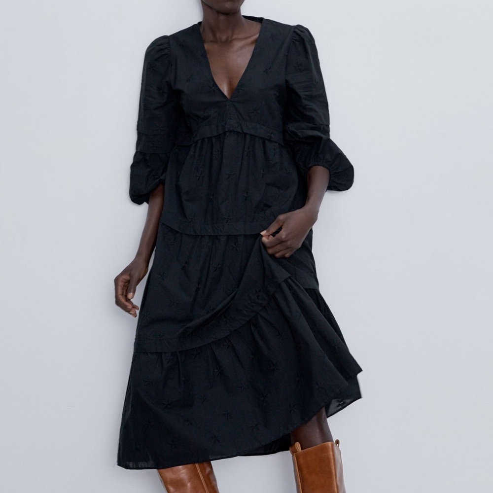 ZARA OPENWORK EMBROIDERED DRESS